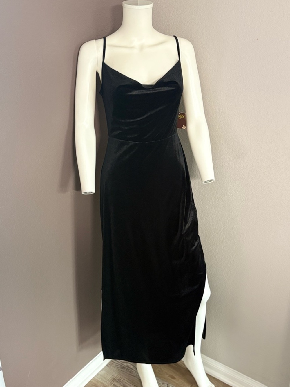 Taylor Black Cowl Neck Midi Dress